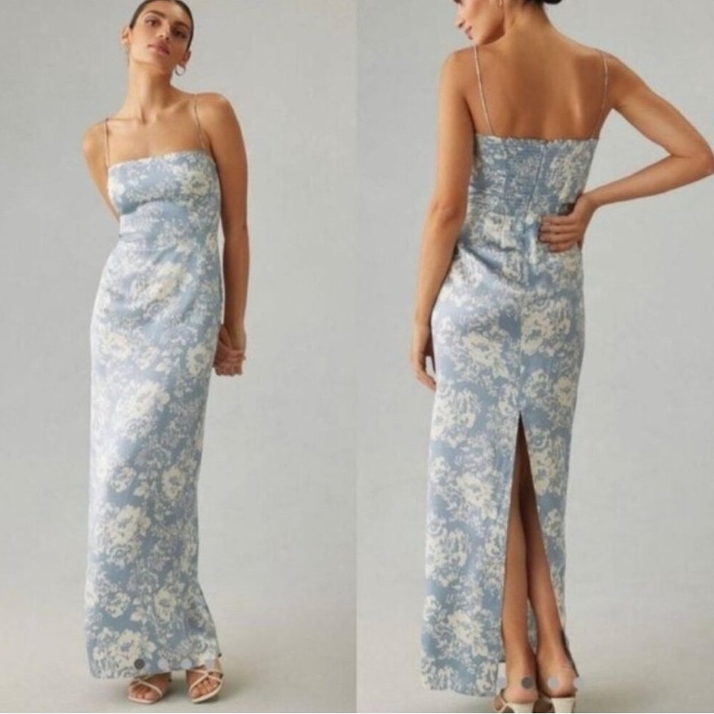 Reformation Frankie Silk Dress - Blue Floral Porcelin - Size 4